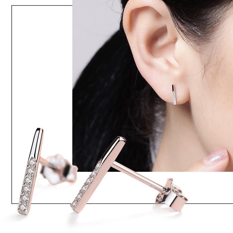 Elegantes y Sencillos, Pendientes de Plata Personalizados, Temperamento Microincrustado para Mujer, Joyería de Oreja Moderna y de Alta Gama