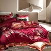 Svetanya Embroidery Bedding Set Wedding Red Cotton Queen King Size Linens (thin Thick Sheet Pillowcase Duvet Cover) Underwear