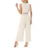 Damenmode Lässiges Ärmelloses Tanktop Mit Elastischem Saum Und High Waist Weiter Bein Zweiteiliges Set