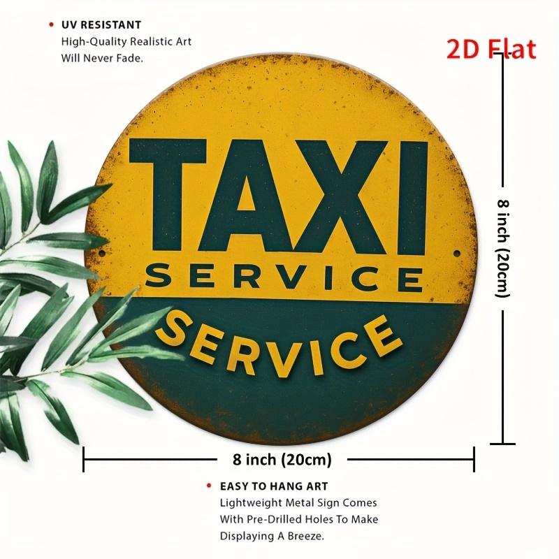 Vintage Tin Sign X Inch Retro Aluminum Wall Art TAXI SERVICE Plaque Decor