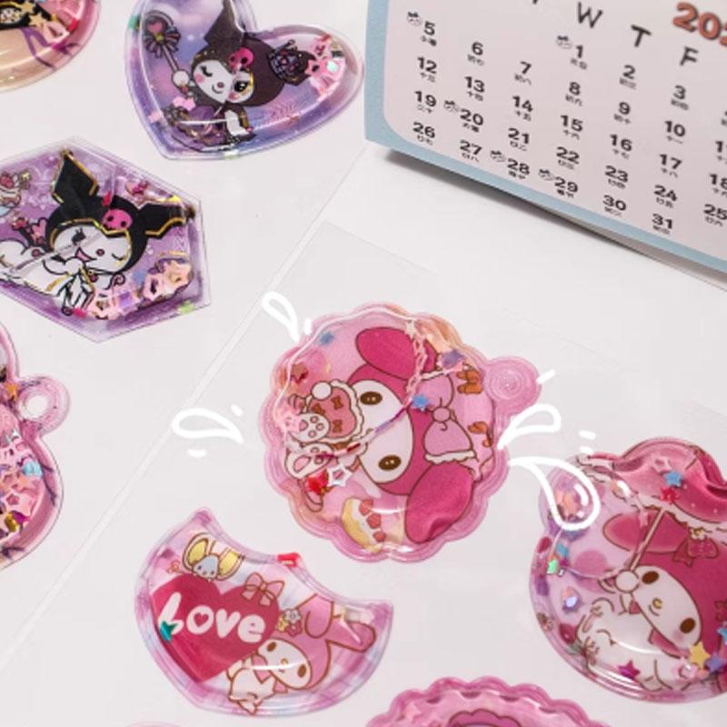3D Stickers Kawaii Sanrio School Student Stationery Black Rice My Melody Stitch Stickers Notebook Diary Manual Decoration