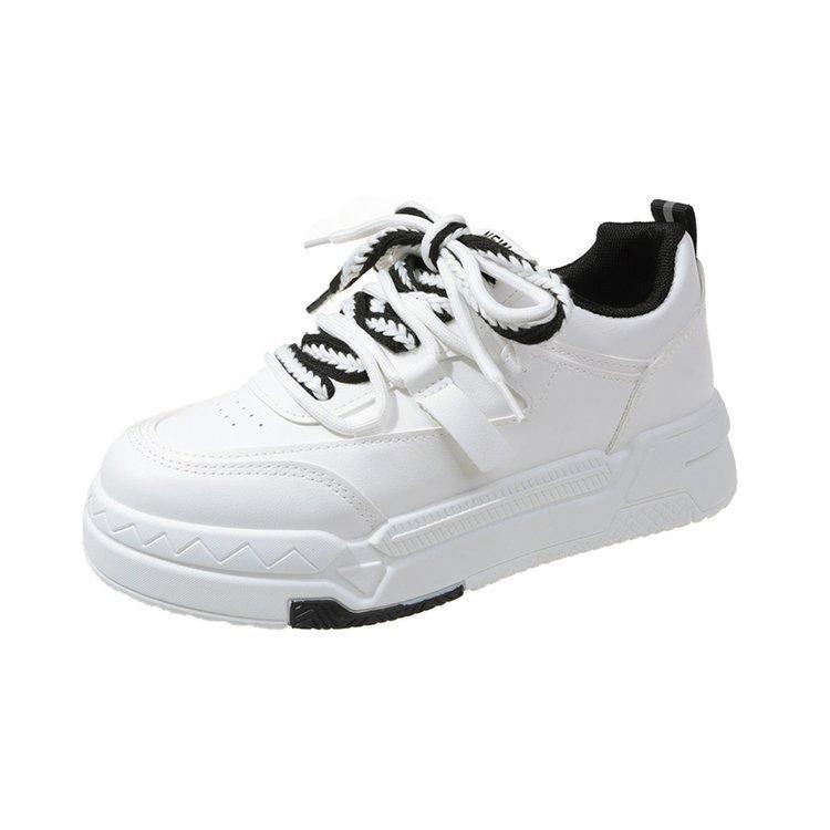 Stil Hong Kong, fund gros, vârf rotund, pantofi albi pentru femei, primăvară și toamnă, cu simț înalt, noua nișă, pantofi sport casual pentru skateboard