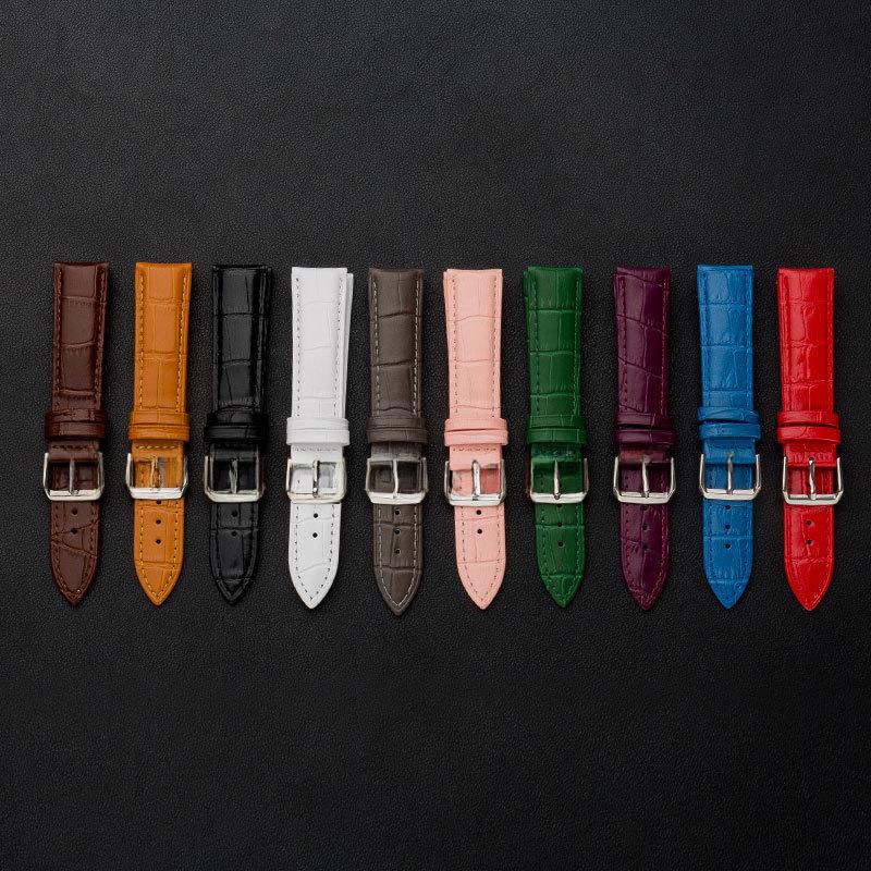 Leather Bamboo Grain Watch Strap with Pin Buckle - Genuine Cowhide for Men & Women