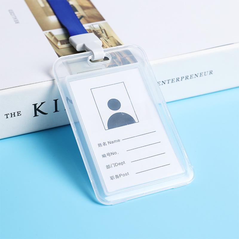 Double-Sided Transparent ID Card Holder with Lanyard for Student IDs and Bus Cards