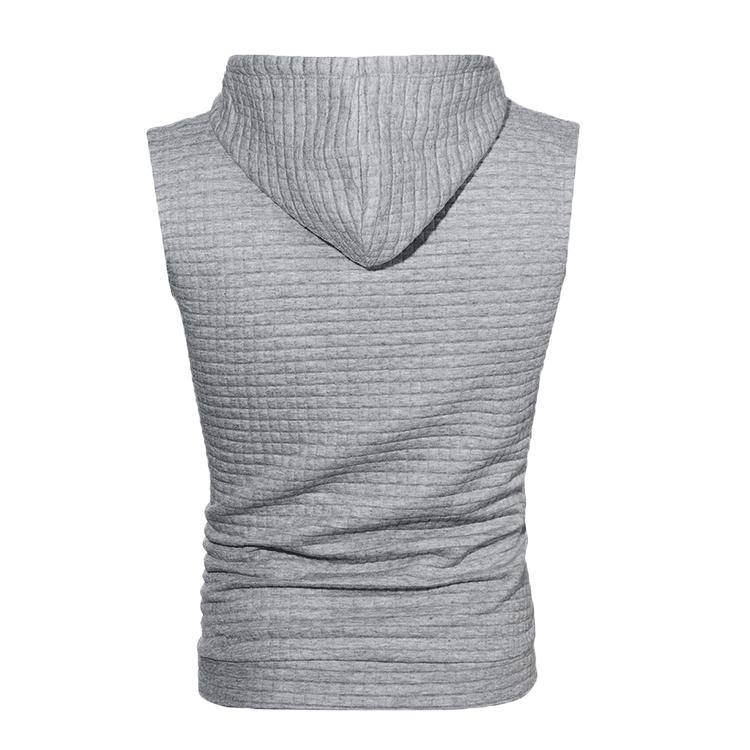 Men's Jacquard Hooded Sweatshirt Sleeveless Solid Color Knitted Hooded Sweatshirt Pullover Vest Men's Clothing