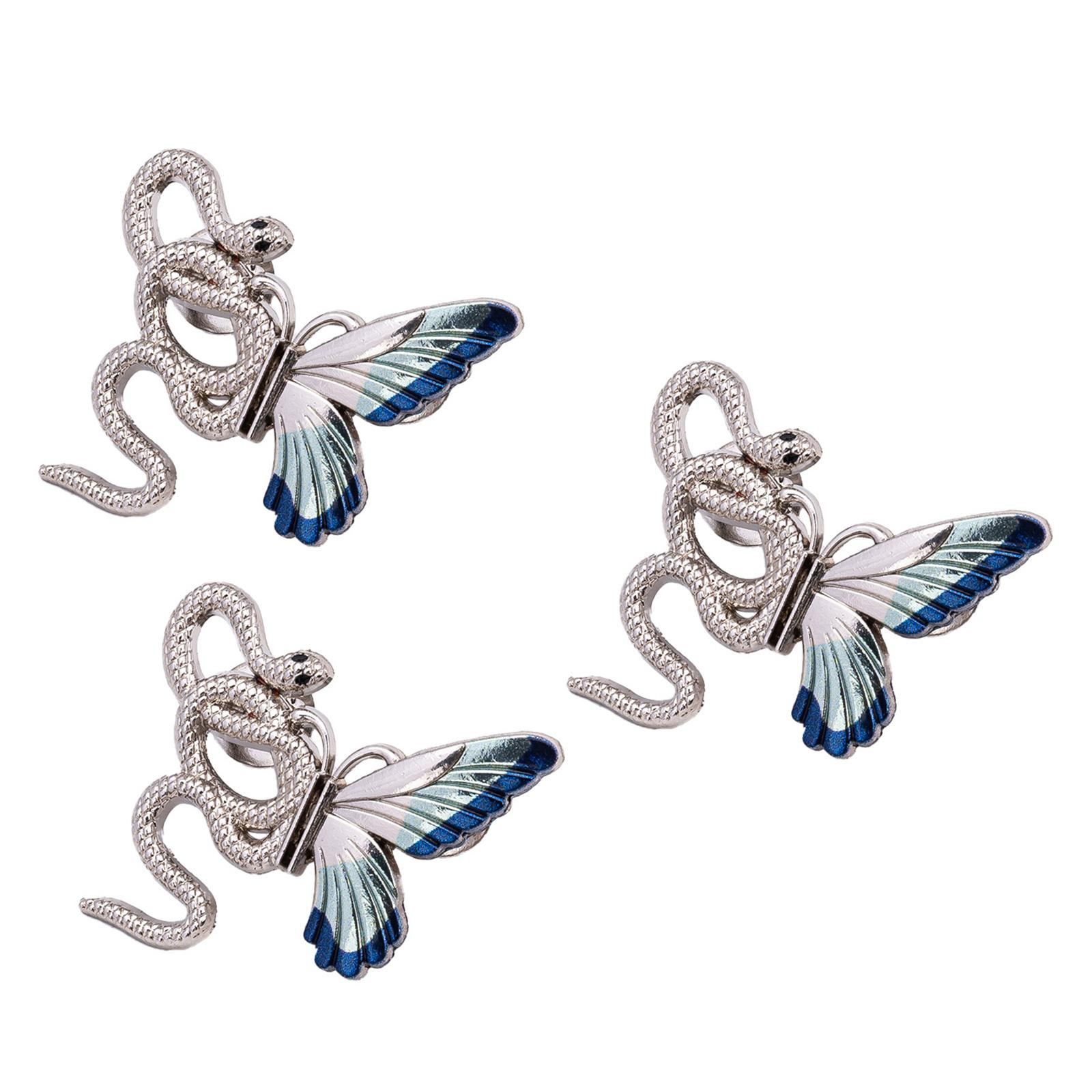

3PCS Snake Butterfly Design Waist Tightening Clip Waist Adjusting Pin For Loose Jeans Pants Women Fashion Waist Decors серебряный