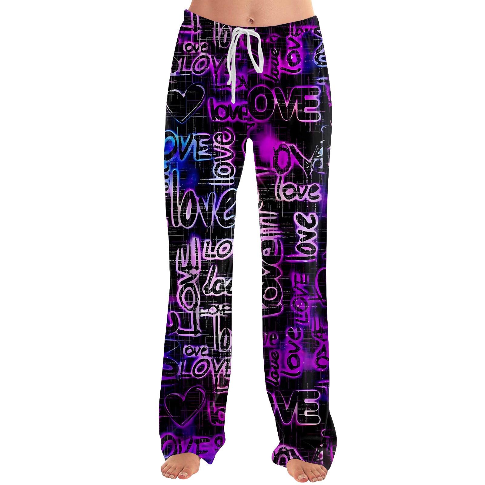 Joggers Womens Wide Leg Joggers Lounge Ladies Tracksuit Bottom Pyjama Bottom Lounge Pants Loungewear Flannel Bottoms Jogging Bottoms M фиолетовый