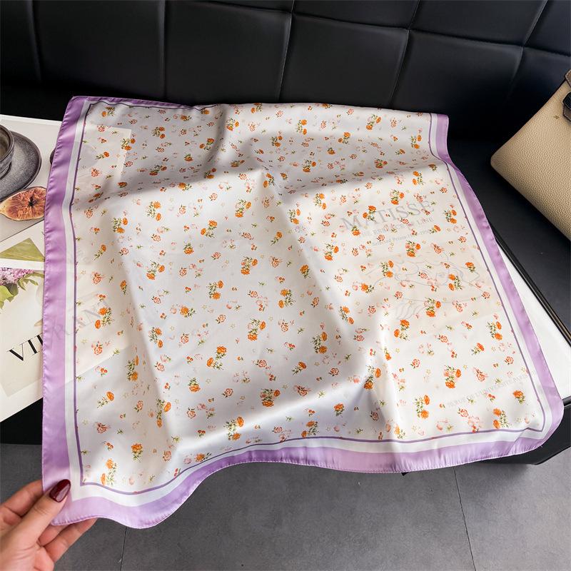 Fashion Cherry Print Silk Hairbands Scarf Women  New Elagant Bandana Neck Kerchief Head Bands Foulard Female Scarfs