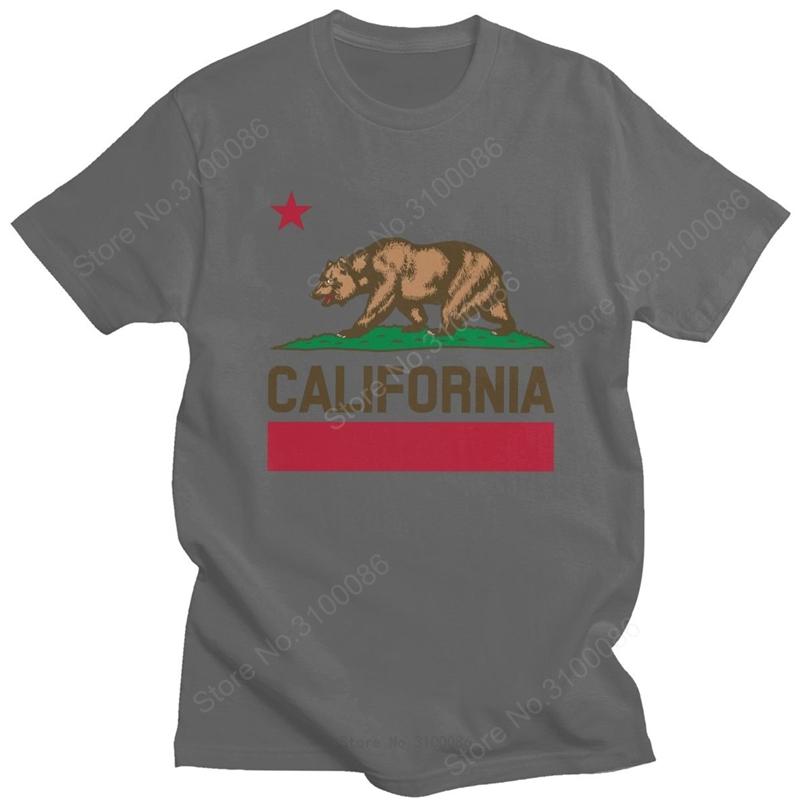 Urban Fashion California State Flag Bear T Shirt Men Pure Cotton 1846 Tee I Love CA Short Sleeve Summer Casual Tshirt Gift Merch