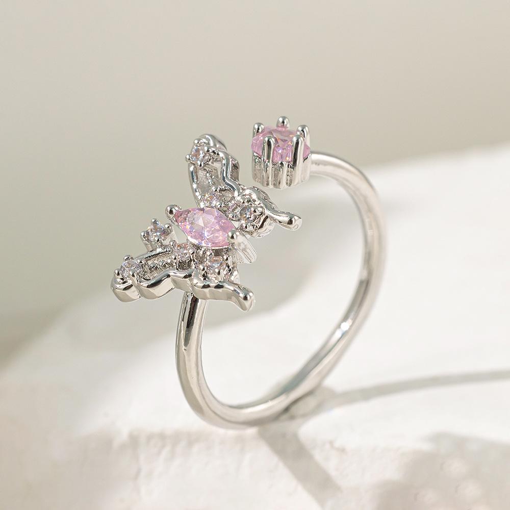 Micro-Inlaid Zircon Fashion Open Ring - Adjustable Luxury Index Finger Jewelry for Women