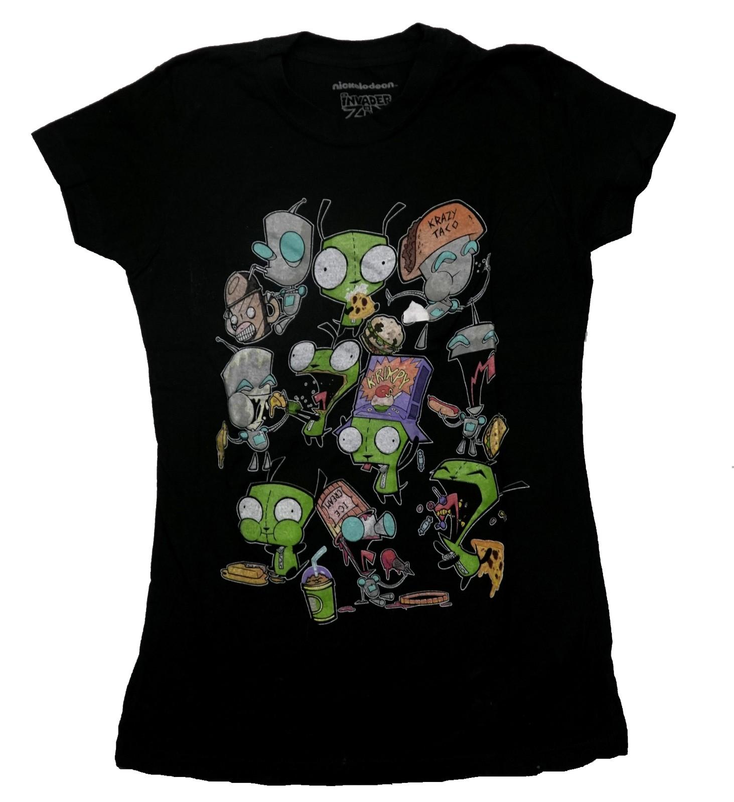Invader Zim Girls Juniors T-Shirt - Collage of Characters Eating Food S