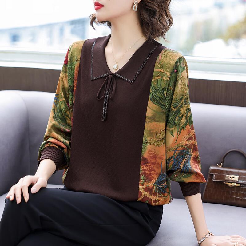 

Women s Elegant Lapel Bowknot Knit T-Shirt 3XL