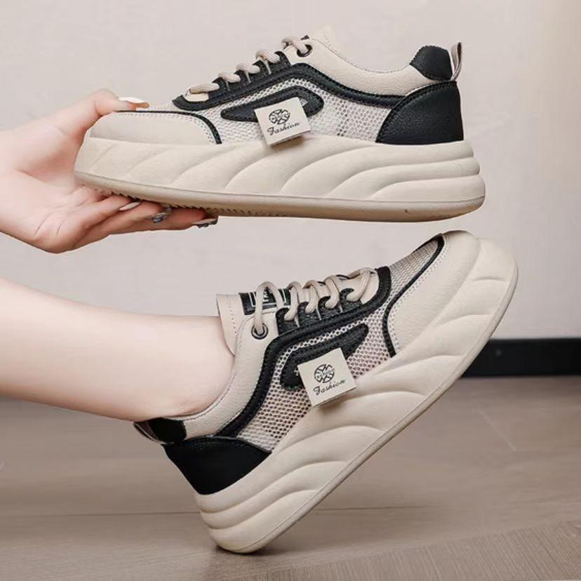 Women's Summer 2025 New Thick Soled Skirt White Shoes Thin Lightweight Soft Soled Mesh Breathable Sports Mesh Shoes