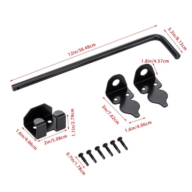 2 Pack Practical 12Inch Portable Sturdy Cane Bolts for Double Door Stability and Security in Wood PVC Vinyls Metal Gate