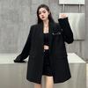 Cappotto Premium Nero Oversize dal Design Unico per Donna, Blazer Top Chic Street Fashion Taglia Piccola con Sensazione di Alta Gamma
