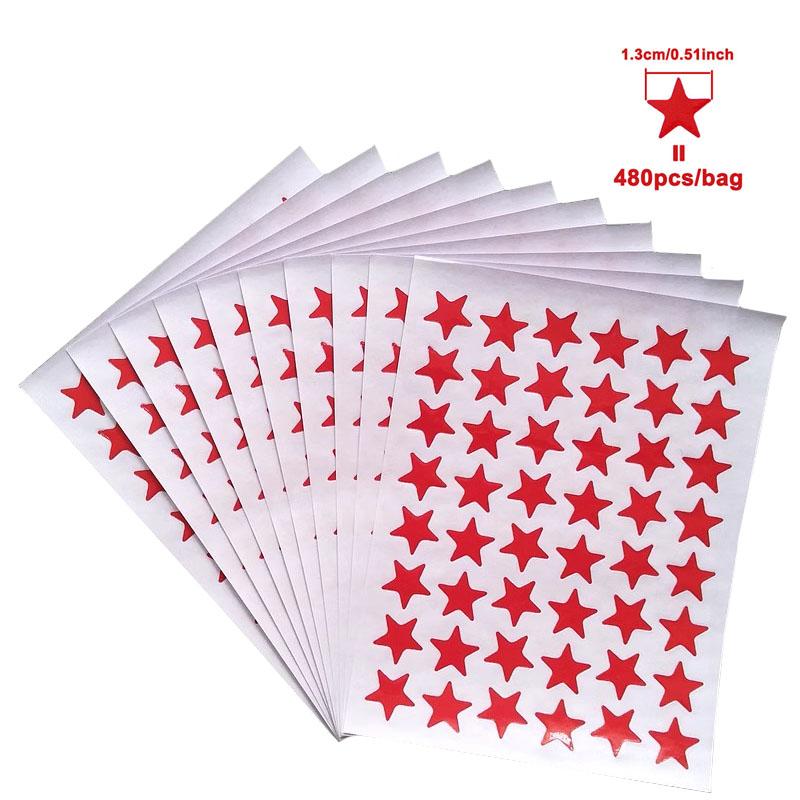 10 Sheets/Pack Red Five Pointed Star Stickers Encouragement and Reward Stickers for Primary School Students Praise Stickers