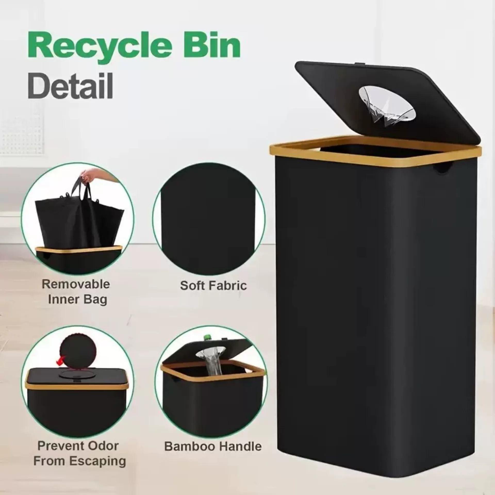 Kitchen Indoor Recycling Bin 26 Gallon 100 Liter Large Capacity Bottle Recycling Bin with Detachable Tote Bag чёрный