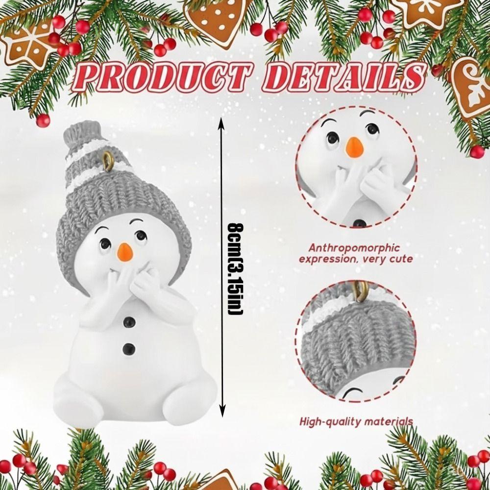 6Pcs Cute Christmas Snowman Pendant Wooden Cartoon Snowman Christmas Tree Pendant Exquisite Hanging Snowman Decoration Pendants