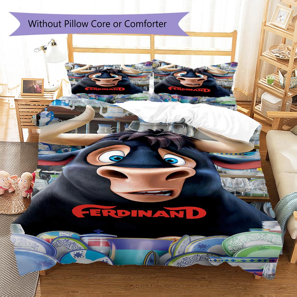 Ferdinand Pattern Bedding,Quilt Set Quilt Cover Pillowcase Home Birthday Gift (1 * duvet cover + 2 * pillowcase, without core)