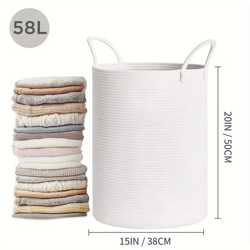 Cotton Rope Laundry Basket - Large Capacity Woven Storage for Clothes, Toys, and Sundries