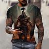 Spartan Warrior Pattern 3D Printed Men's T-shirt Summer Fashion Casual Street Wear Nostalgic Retro Style Short Sleeve Clothing