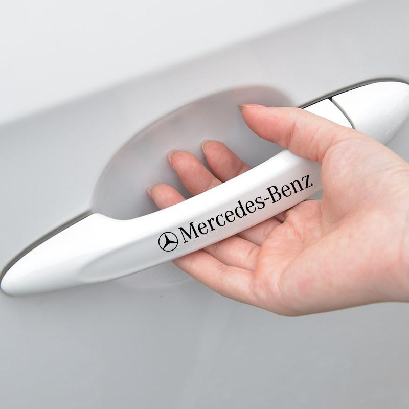 4Pcs Car Door Handle Stickers Tire Rear View Mirror Decals For Mercedes-Benz AMG C500 C200 C300 A B C E GLA CLA GLK GL ML GLE W204 W205 W211 W212 W213