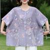 Blusa Floreale Estiva da Donna Taglie Forti, Top a Maniche Corte con Bottoni (3XL-7XL)