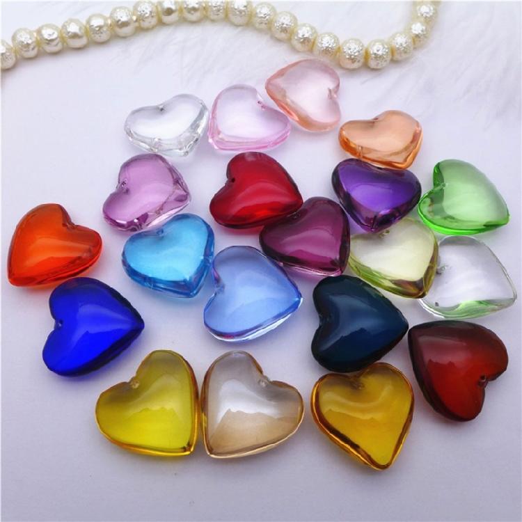 10Pcs Heart Glass Rock Charm Bracelet Necklace Pendant DIY Jewelry Making Craft