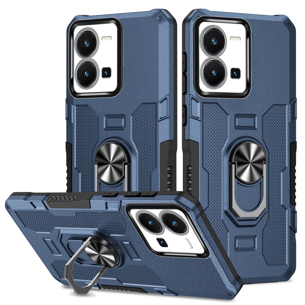 Nárazuvzdorný pancéřový obal Peatkop pro VIVO Y35 Y22S Y22 4G Silikon+PC Prstenový stojánek Kryt zad telefonu pro VIVO V25 5G X80 Lite