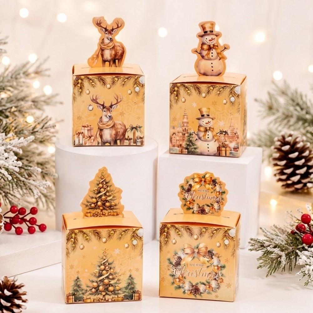 24-Pack Paper Christmas Gift Treat Box 3D Party Snack Box New Xmas Dessert Box for Xmas Event