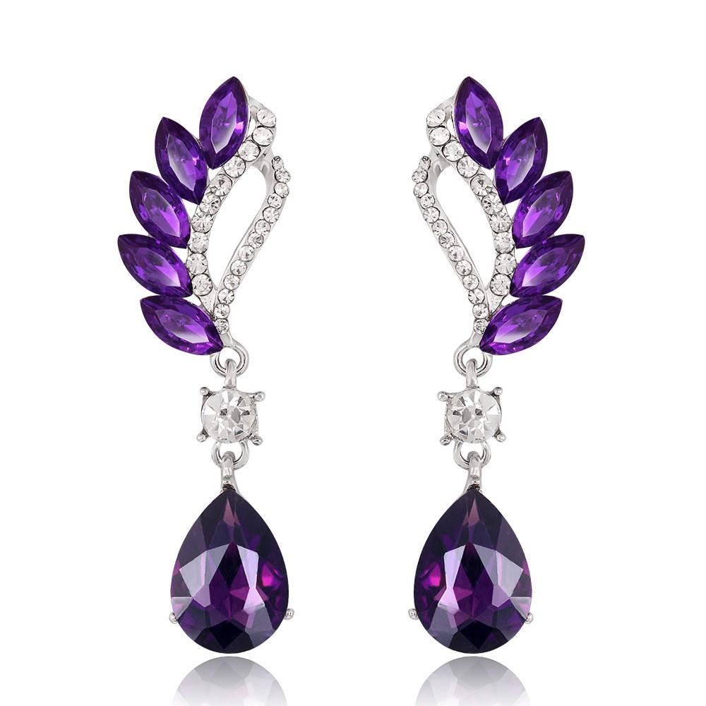 Cercei lungi Fashion pentru Femei, Albastru Alb, Forma de Picătură de Apă, Cristal Strălucitor, Zirconiu, Metal, pentru Petrecere