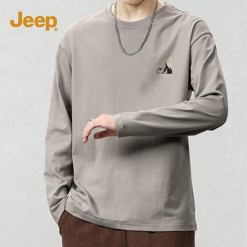 JEEP Men s Heavyweight Pure Cotton Long Sleeve T-Shirt M