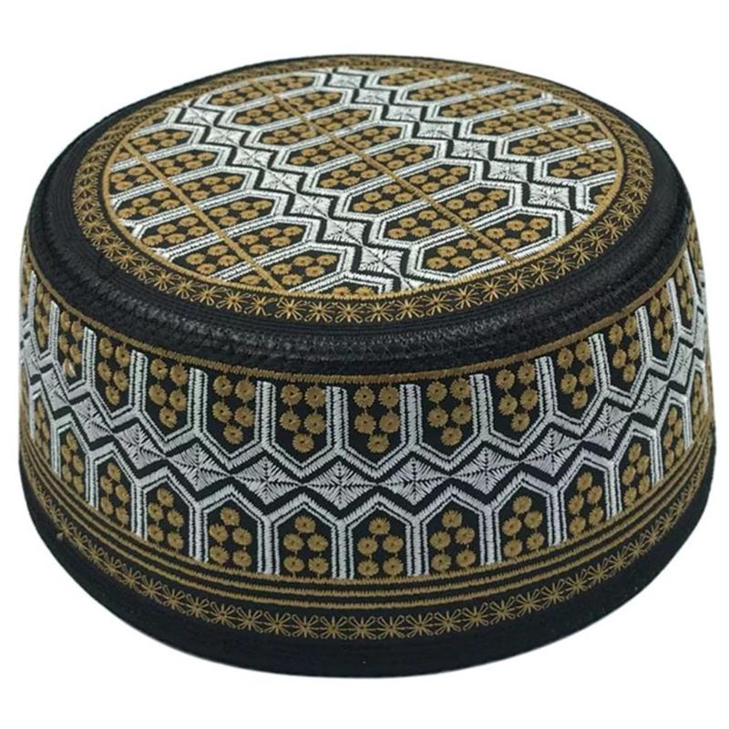 

Embroidery Muslin Beanies for Adult Unisex Religious Gatherings Hat Handmade Embroidery Hat Keep Traditional Pray Hat No. 58