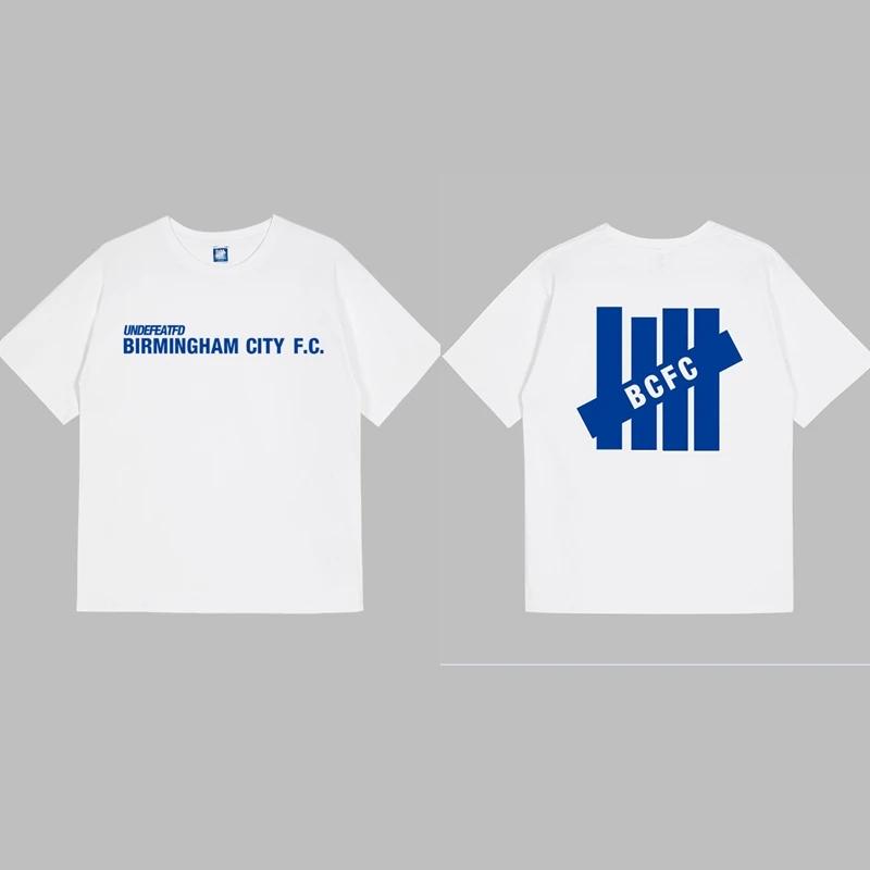 Trendy Brand Unbeaten Five Bar New Loose Short Sleeved Pure Cotton American High Street Round Neck Couple T-shirt Men's Ins