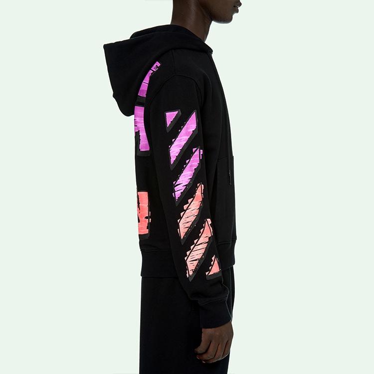 Homme Off-White SS21 Impression Logo Manches Longues Coupe Ample 'Noir Fuchsia' OMBB034R21FLE0031032