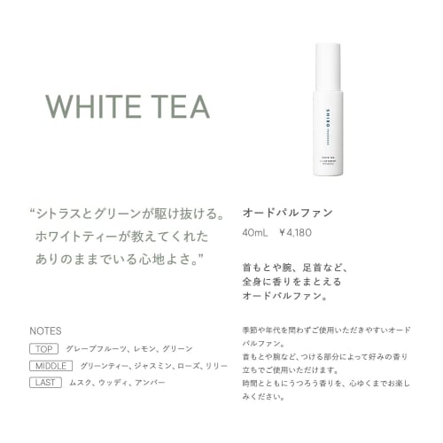 SHIRO White Tea Eau de Parfum 40mL Pre-Fragrance Perfume