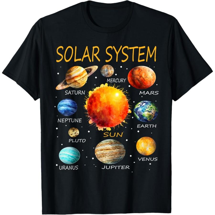 Planet Solar System Boy Solar System Girls Space Planet Kid T-Shirt S чёрный