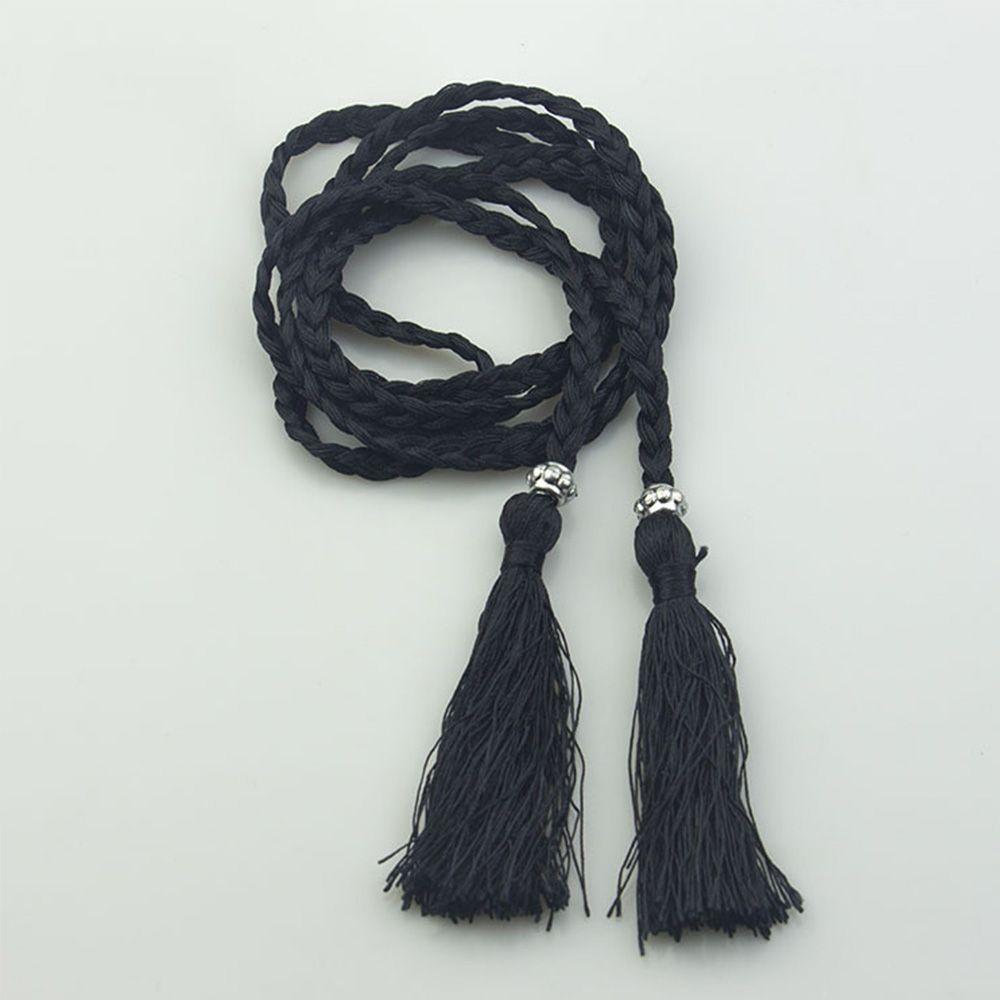 160cm Women Woven Rope Dress Waistband Tassle Waist Chain Braided Belts Waist Rope Tassles Belts