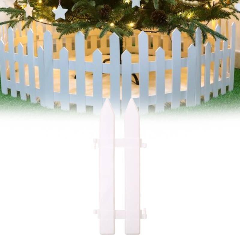 Durable White Plastic Fence For Christmas Tree Decoration And Garden Holiday Display