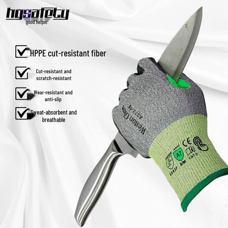 18-Gauge A7 Schnittfeste PU-beschichtete Handschuhe: Rutschfest, Ölbeständig, Atmungsaktiv, Handflächenbeschichtet