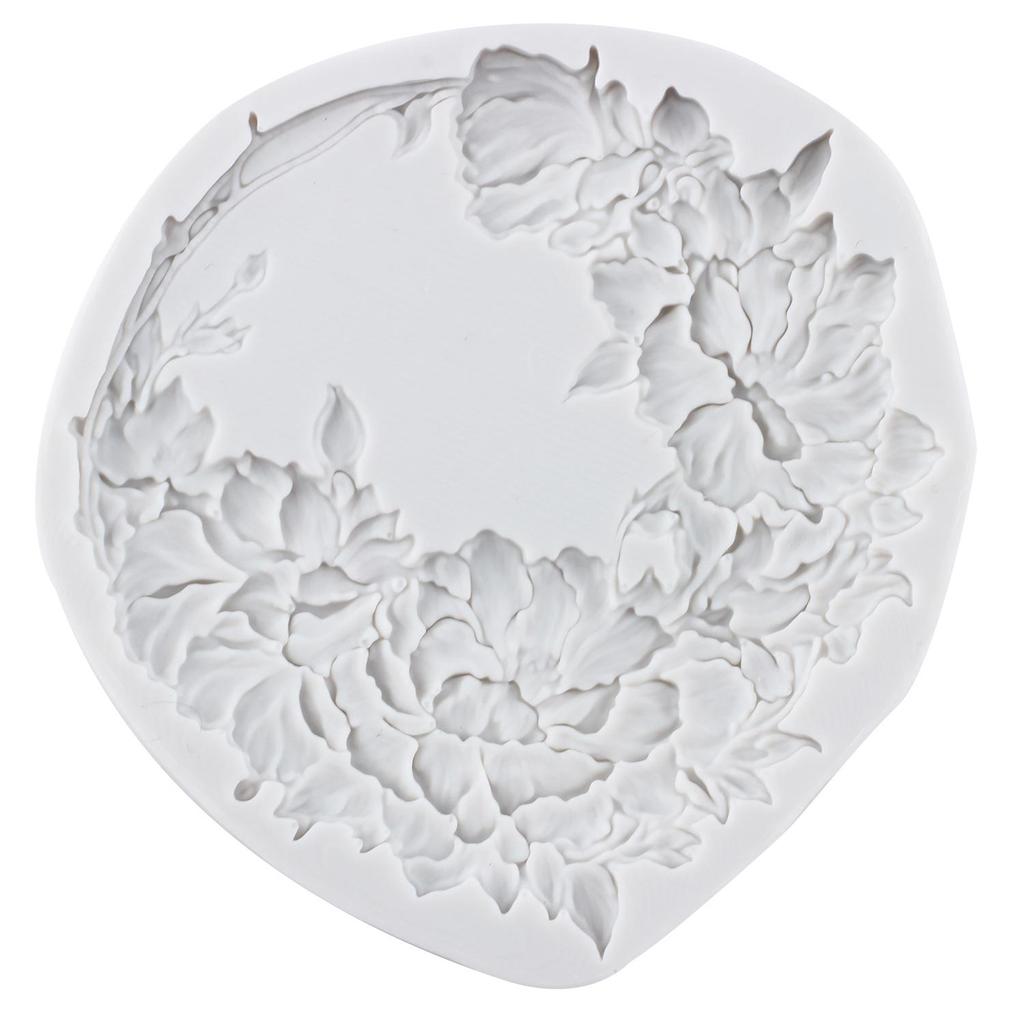 Baroque Photo Frame Silicone Mold Peony Garland Butterfly Rose Fondant Molds Cake Decorating Tools Theme Cake Dessert Decorated Chocolate Candy Mold