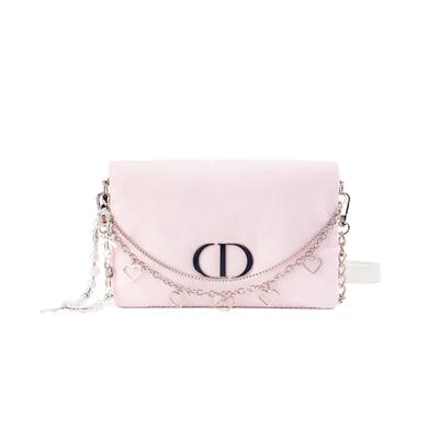 Borsa [Borsa Cosmetica Personalizzata] Cuore Rosa Catena d'Amore Jinghe Decorazione Fibra di Poliestere Nuvola Rosa Storage Portatile Dolce Fresco Carino Principessa