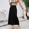 Women High Waist Pocket A Line Jean Denim Skirt