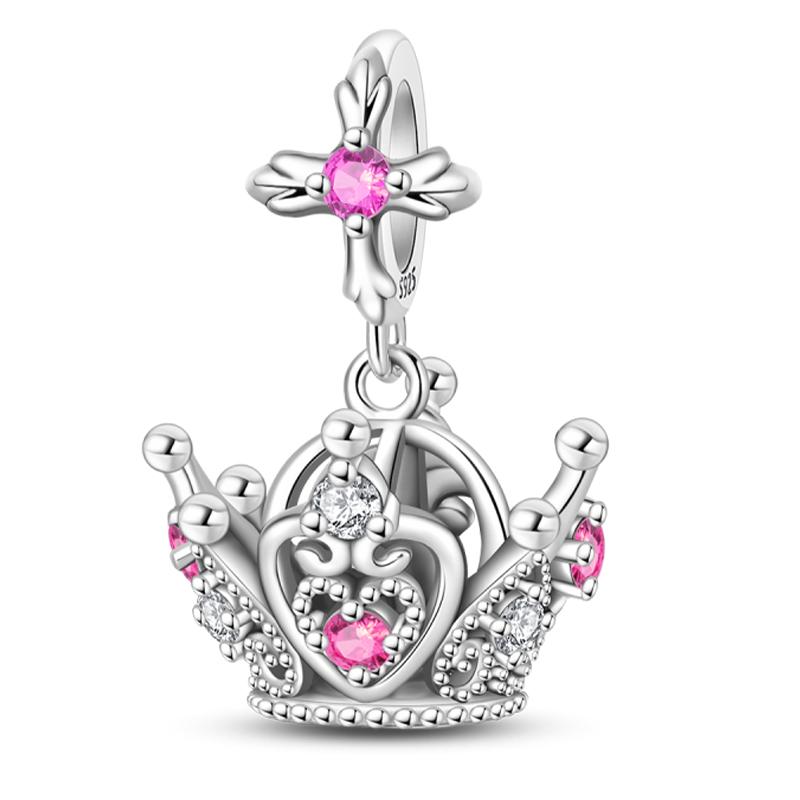 Silver Plated Lotus Heart Zircon Charm Beads for Qikaola 925 Bracelets DIY Jewelry Gifts Guardian Angel Design