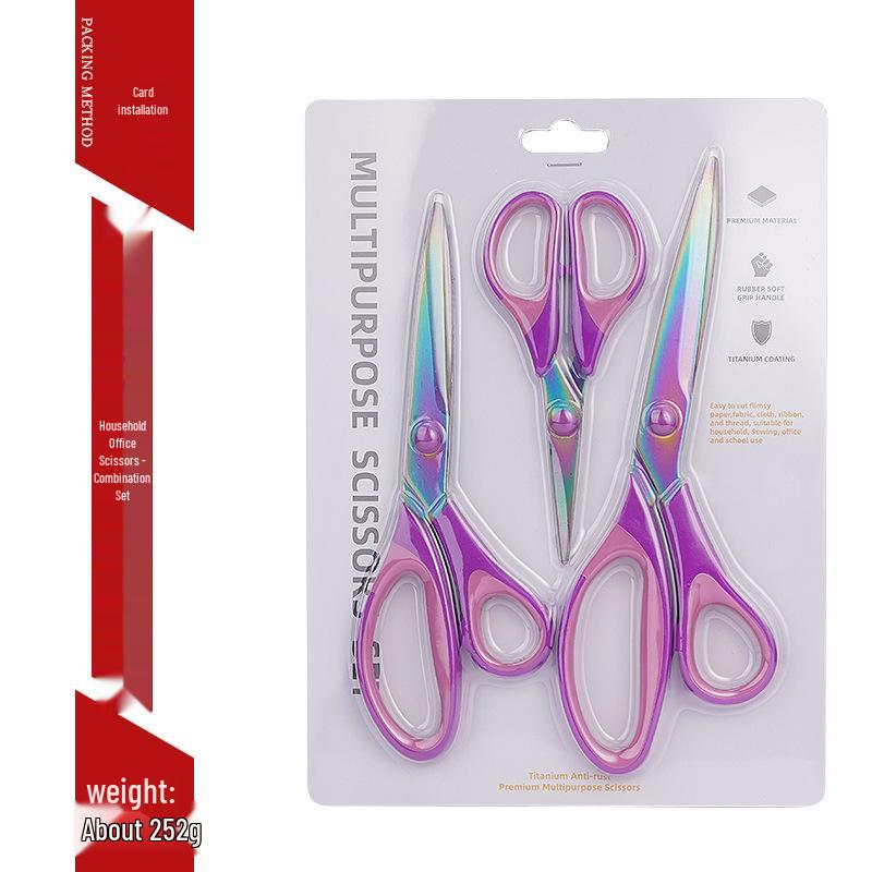 Stainless Steel 3-Piece Scissors Set: Tailor, Office, and Paper-Cutting Scissors
