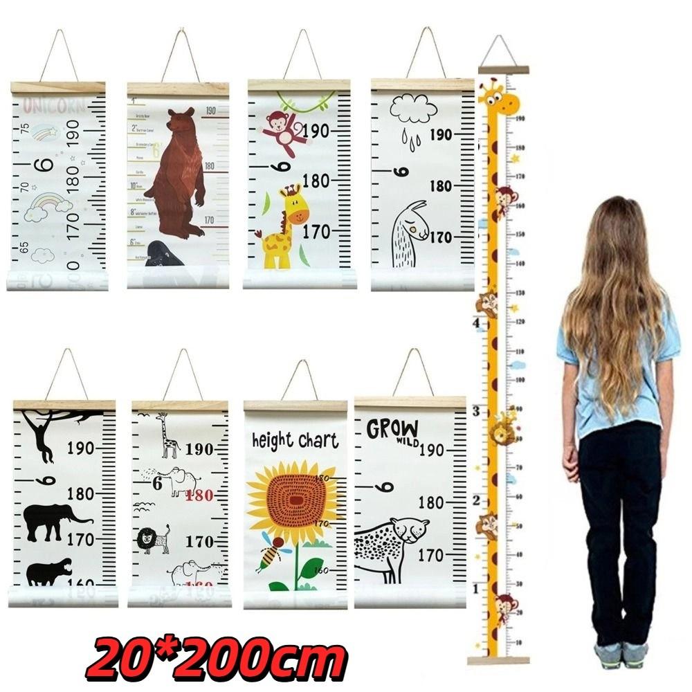 2M Height Child Growth Chart Wall Hanging Catoon Pattern Height Chart Growth Ruler Removable Height Measure Ruler