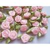 YYCRAFT Pack of 100 Pcs Pink Satin Ribbon Rose w/Leaf Wedding Bride Appliques/Craft
