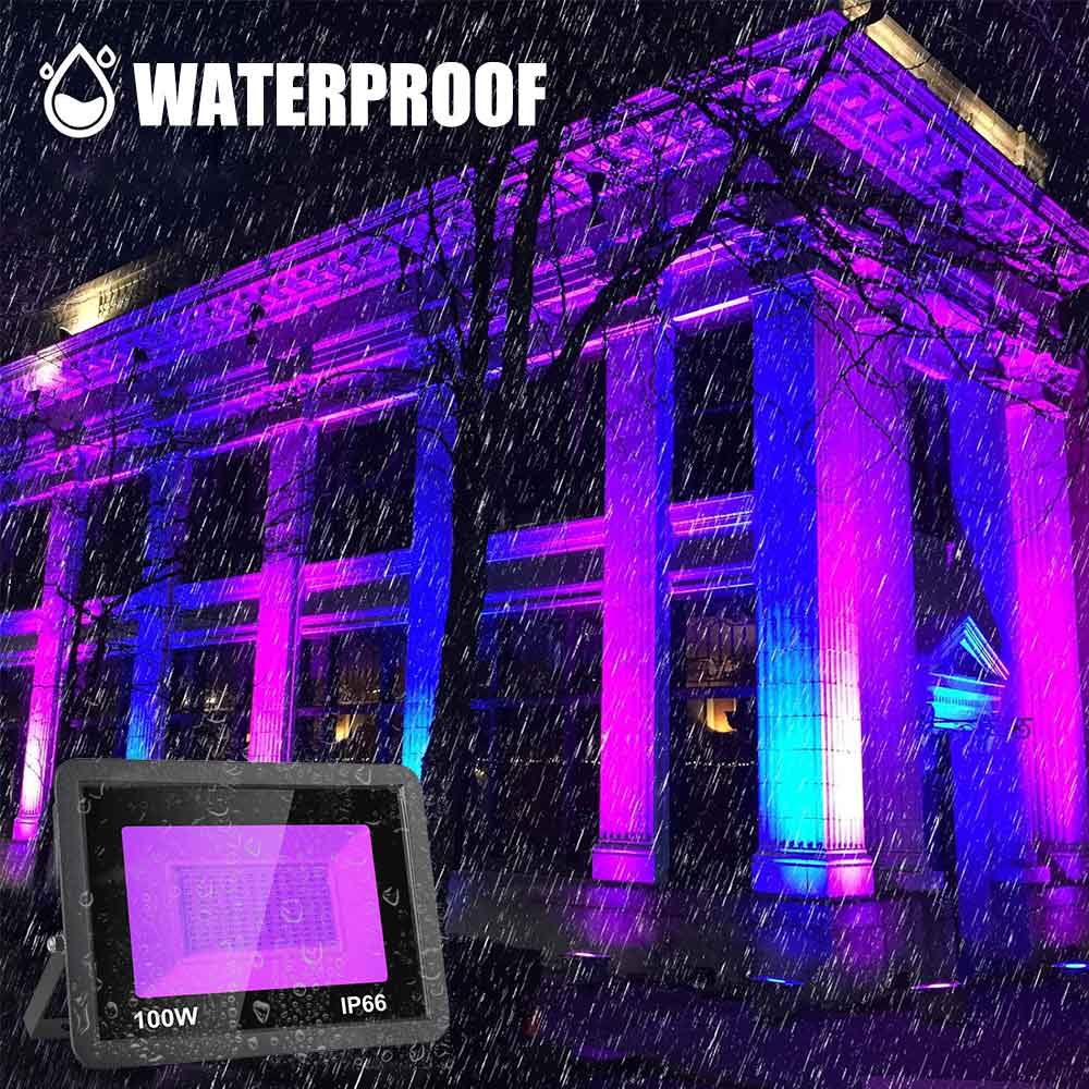 UV Led Flood Light 30W 100W 150W Outdoor Floodlight 395nm Ultraviolet Fluorescent Stage Lamp Stage Blacklight For Disco Party