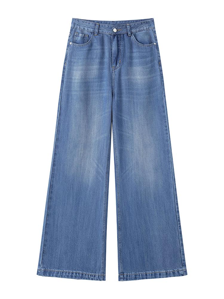 Summer Ultra-Thin Tencel Lyocell Wide-Leg Jeans, Super Soft Loose Straight-Leg Floor-Length Pants
