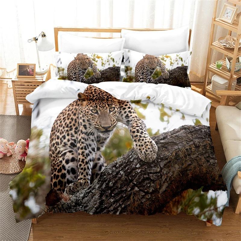Lion, Tiger, Leopard Bedding Set Boy Duvet Cover Set 3d Queen Size Bed Linen Fashion Print Comforter Cover Bedding Sets Bed Set